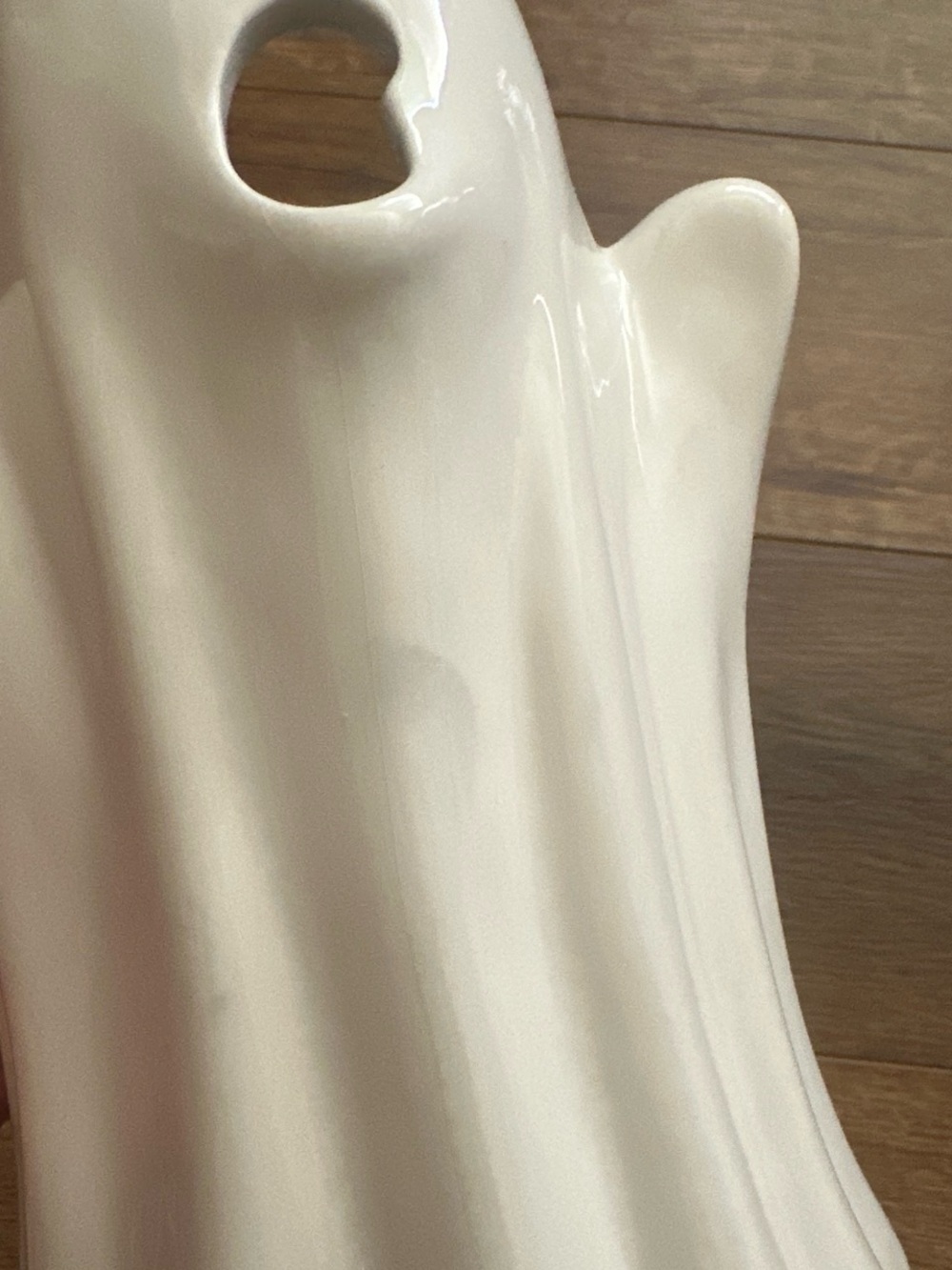 White Ghost Ceramic Vase with Orange Floral Accent - Picture 7 of 8